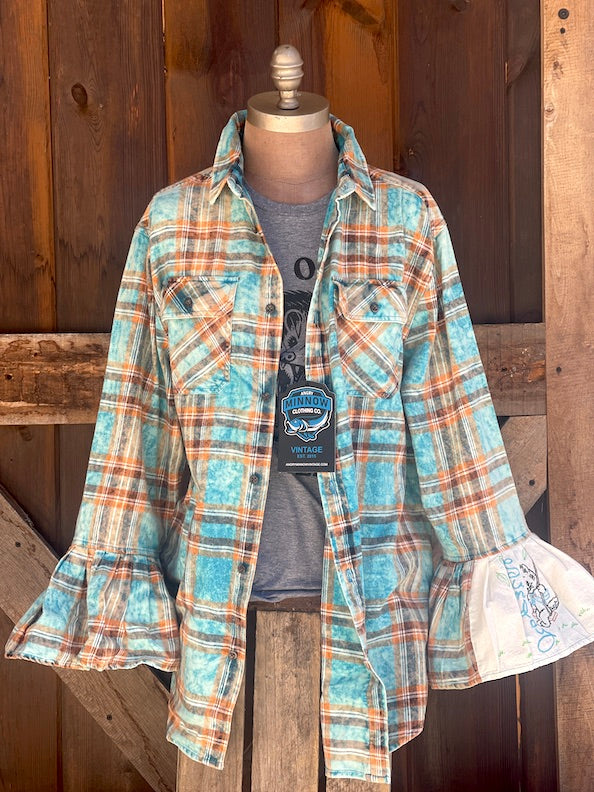 Flared Sleeve Flannel- SUNDAY MORNING Size Medium ONLY