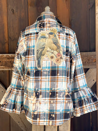 Thumbnail for QUEEN FOR THE DAY Flared Sleeve Flannel Size Large ONLY