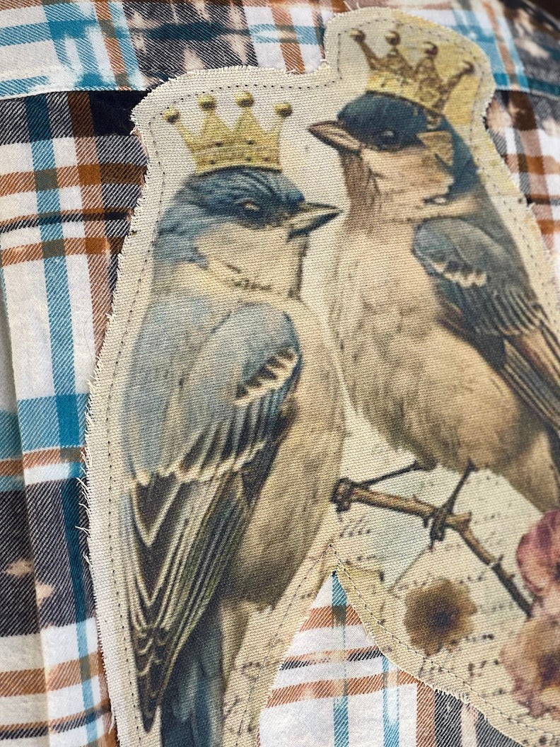 QUEEN FOR THE DAY Flared Sleeve Flannel Size Large ONLY
