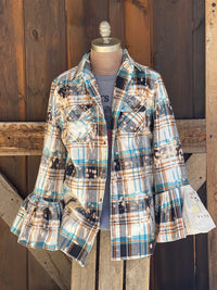Thumbnail for QUEEN FOR THE DAY Flared Sleeve Flannel Size Large ONLY