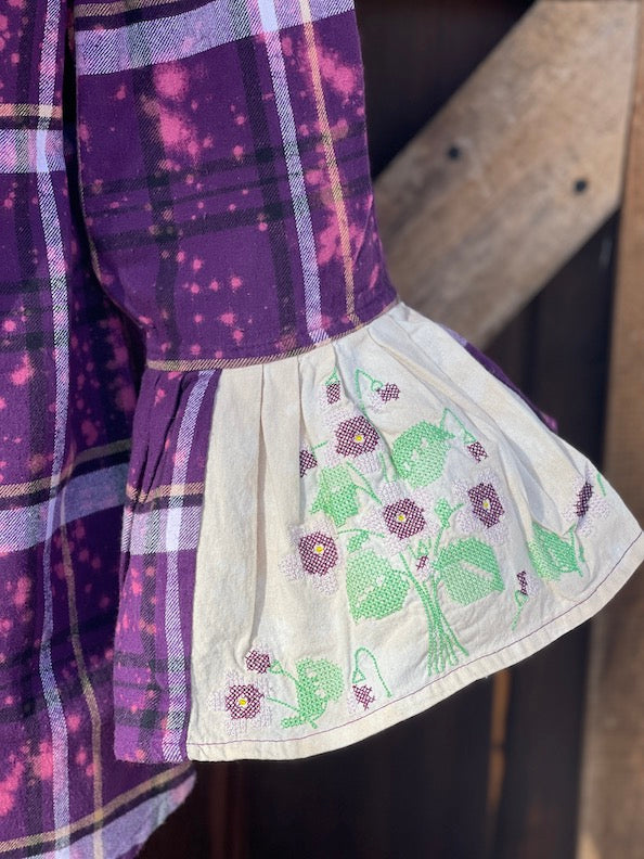 Flared Sleeve Flannel- GRAPE CRUSH