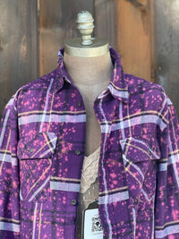 Thumbnail for Flared Sleeve Flannel- GRAPE CRUSH