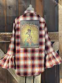 Thumbnail for Flared Sleeve Flannel- WILD WOMEN DANCE Size 2XL ONLY