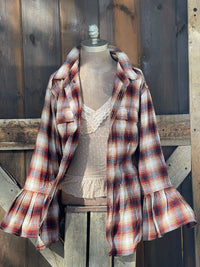 Thumbnail for Flared Sleeve Flannel- WILD WOMEN DANCE Size 2XL ONLY