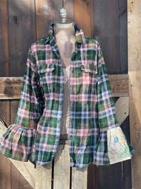 Thumbnail for Flared Sleeve Flannel- SPRINGTIME IN PARIS Size Medium