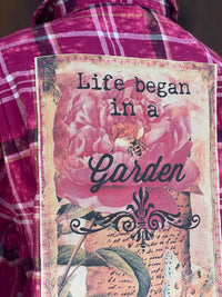 Thumbnail for LIFE BEGAN IN A GARDEN Flared Sleeve Flannel