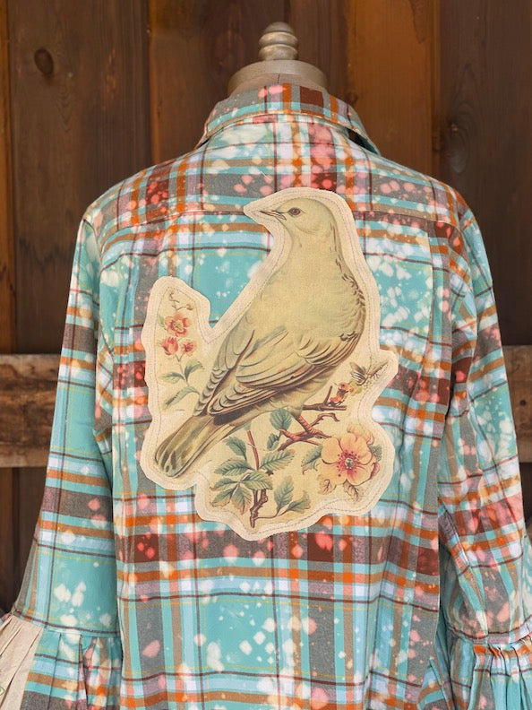 LOVE DOVE Flared Sleeve Flannel
