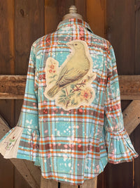 Thumbnail for LOVE DOVE Flared Sleeve Flannel
