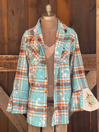 Thumbnail for LOVE DOVE Flared Sleeve Flannel