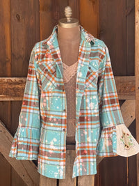 Thumbnail for Flared Sleeve Flannel- WILD CHILD