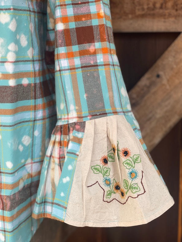 LOVE DOVE Flared Sleeve Flannel