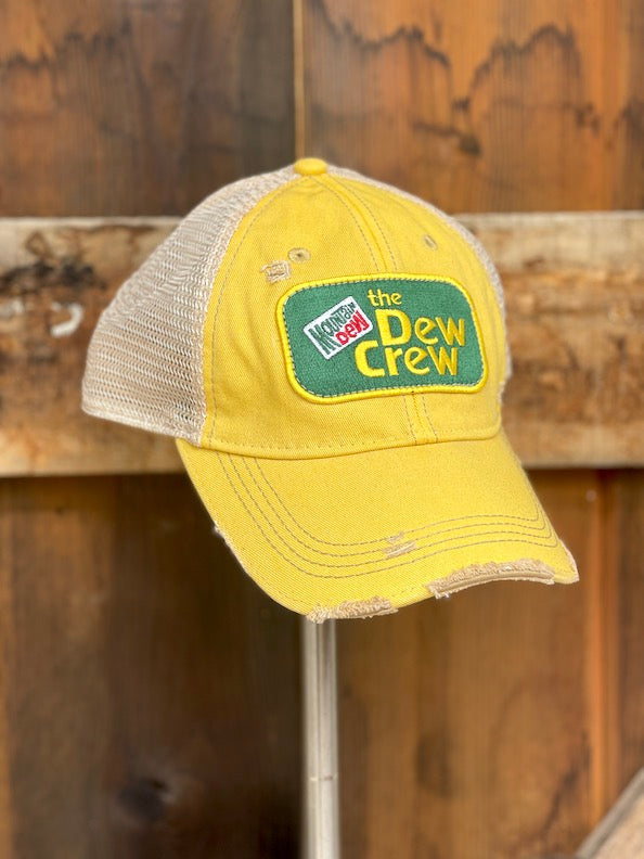'The Dew Crew' Mountain Dew Hat- Distressed Citrus Yellow Snapback