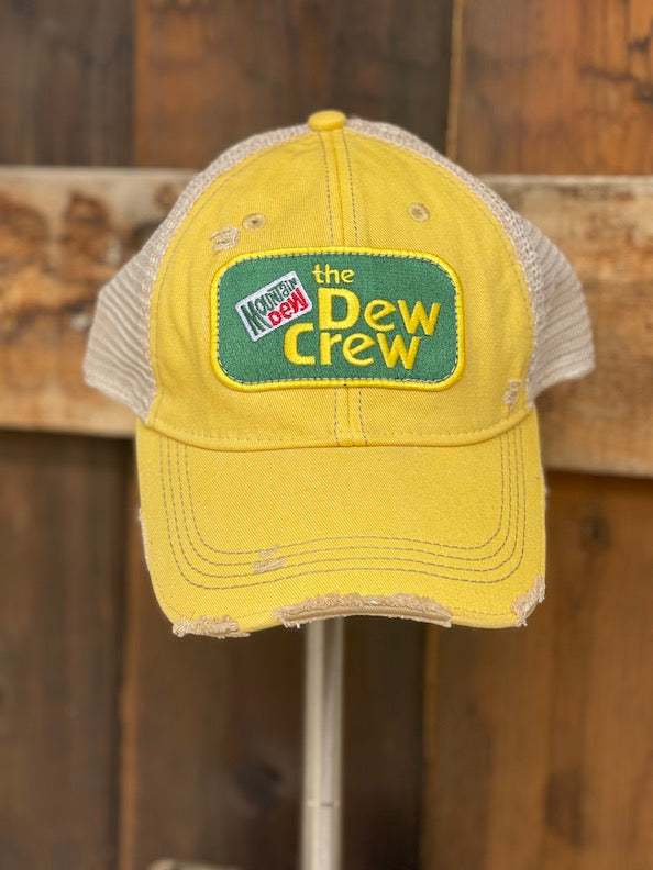 'The Dew Crew' Mountain Dew Hat- Distressed Citrus Yellow Snapback