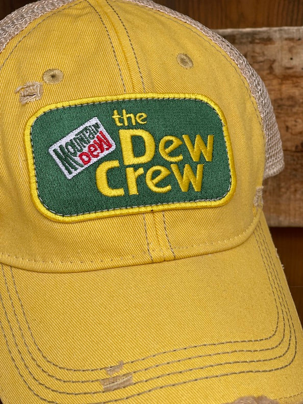 'The Dew Crew' Mountain Dew Hat- Distressed Citrus Yellow Snapback