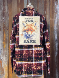 Thumbnail for For Fox Sake Art Flannel- Distressed Burgundy Plaid