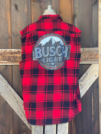 Thumbnail for Busch Light TONAL  Sleeveless Flannel- Red