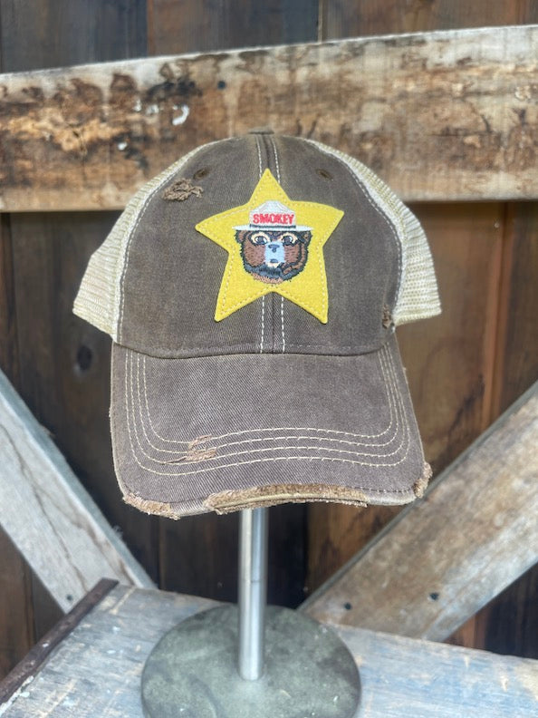 Smokey Bear Ranger Star Hat- Distressed Brown