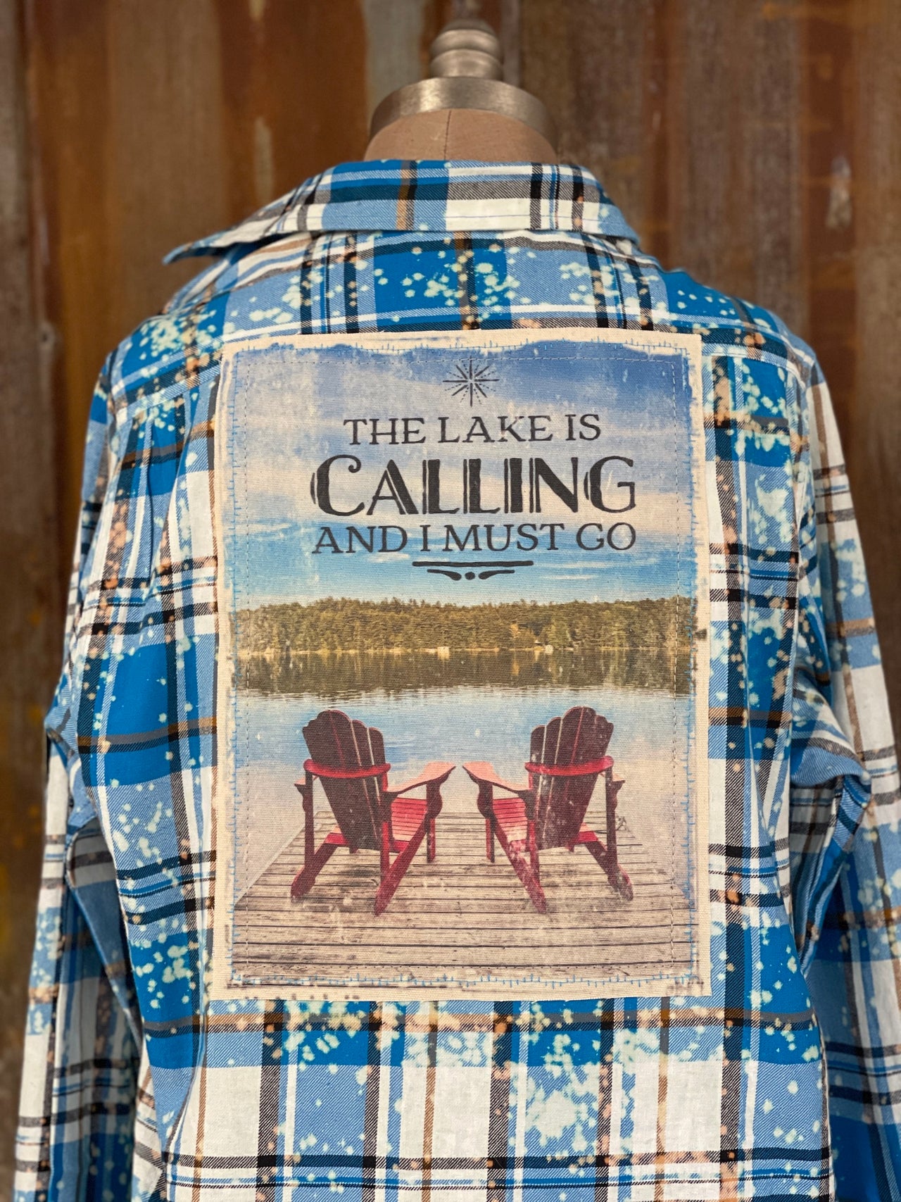 The lake is calling and I must go art flannel Angry Minnow Vintage