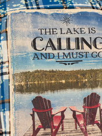 Thumbnail for The Lake is Calling and I Must Go Art Flannel- Distressed Lakes Blue