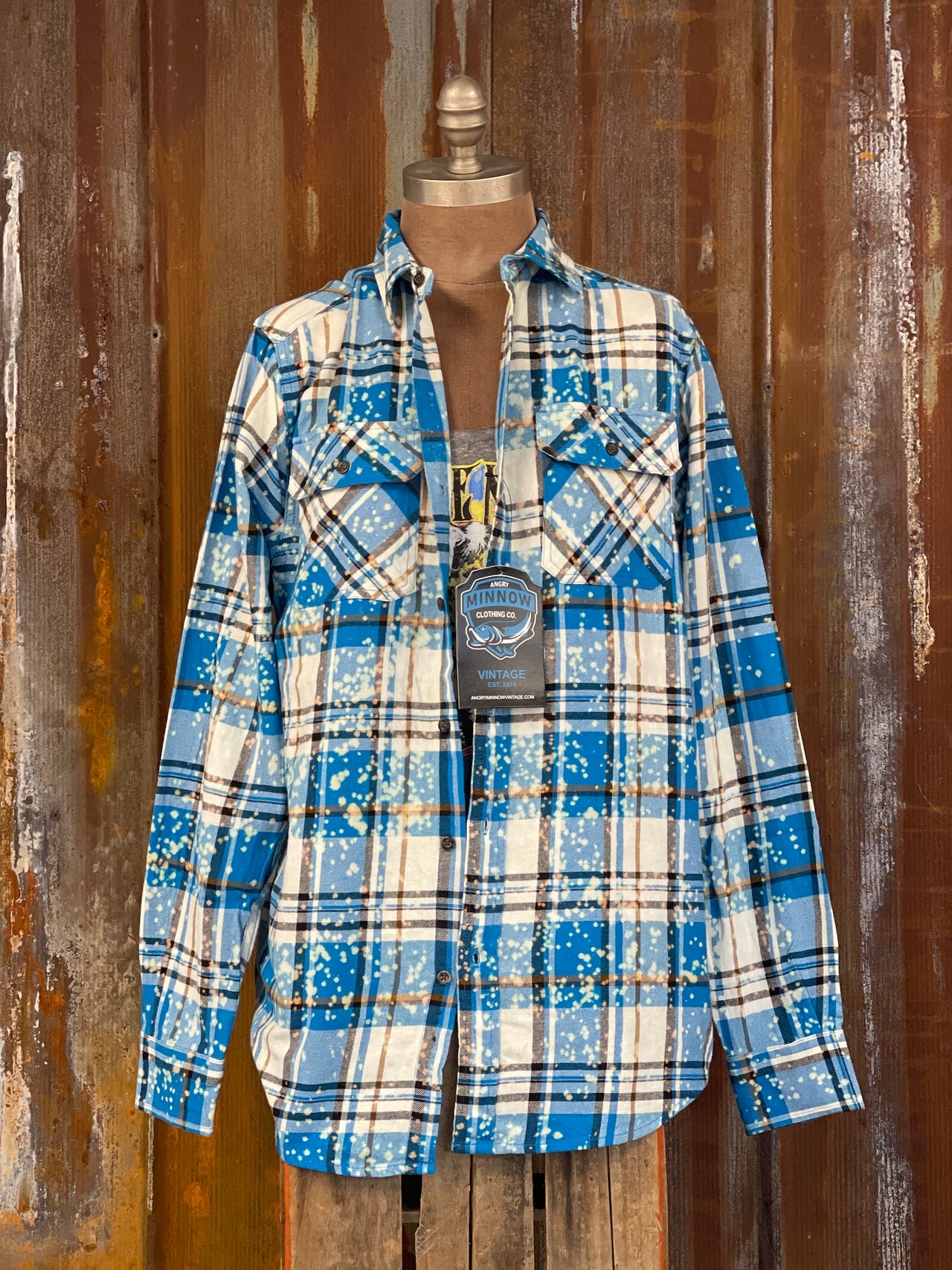 The Lake is Calling and I Must Go Art Flannel- Distressed Lakes Blue