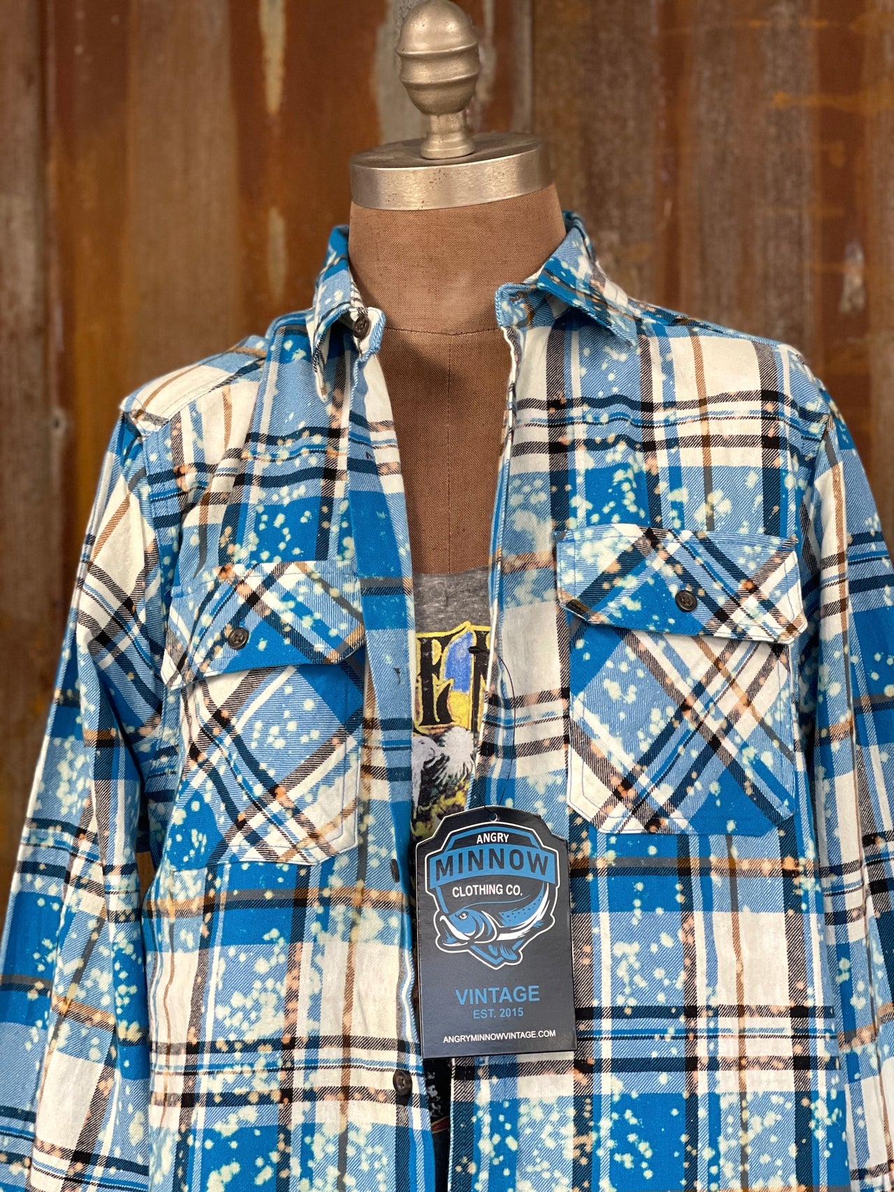 The Lake is Calling and I Must Go Art Flannel- Distressed Lakes Blue