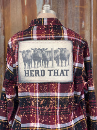 Thumbnail for Herd That Art Flannel- Distressed Burgundy