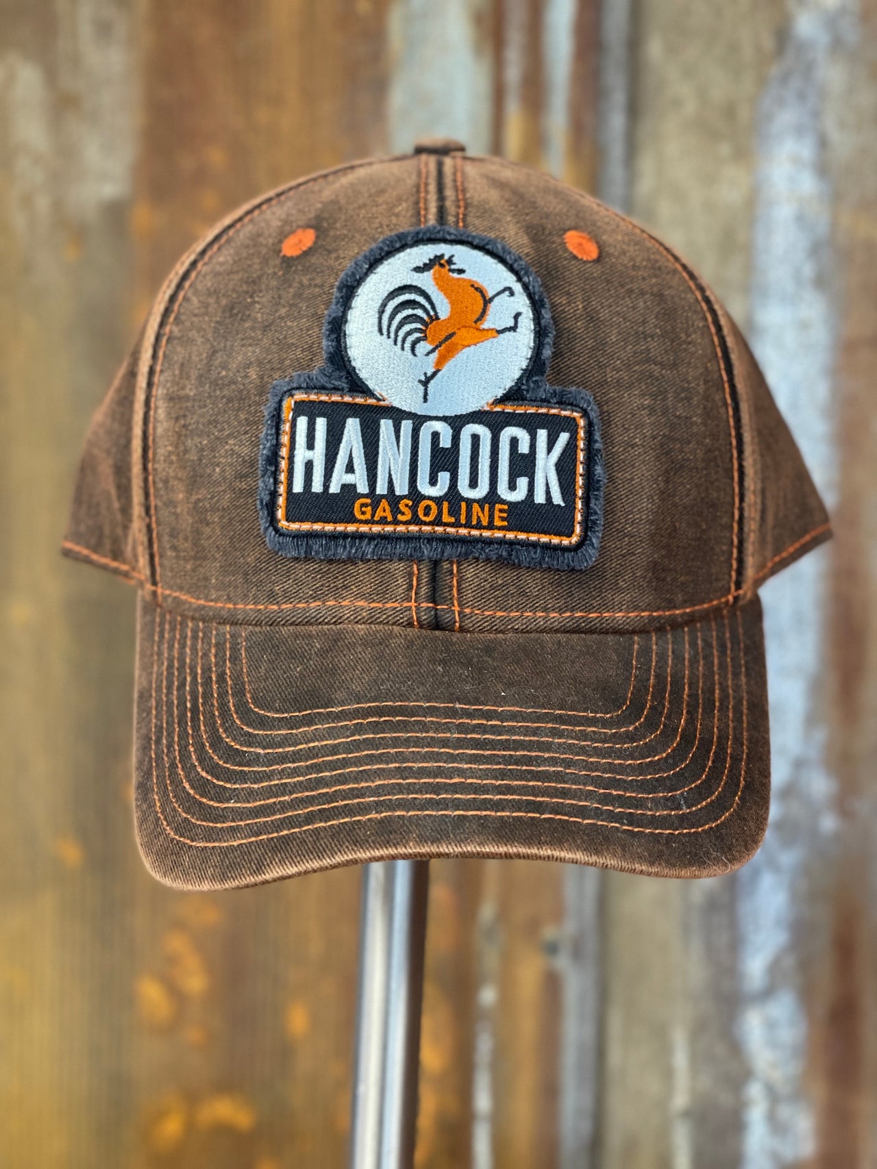 Hancock Gasoline Retro Hat- NON-DISTRESSED Rust-Orange Snapback