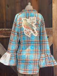 Thumbnail for Flared Sleeve Flannel- MOCKINGBIRD