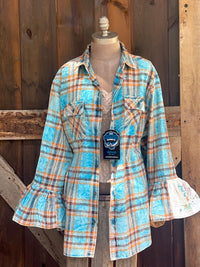 Thumbnail for Flared Sleeve Flannel- MOCKINGBIRD
