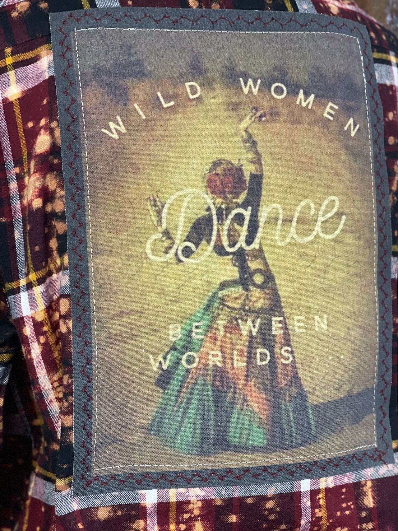 Wild Women Dance Art Flannel- NEW COLOR! Distressed Burgundy