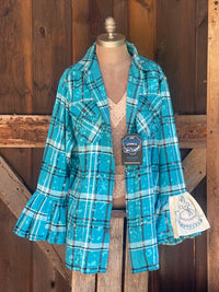 Thumbnail for Flared Sleeve Flannel- FRENCH QUARTER