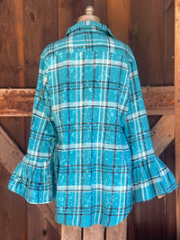 Thumbnail for Flared Sleeve Flannel- FRENCH QUARTER
