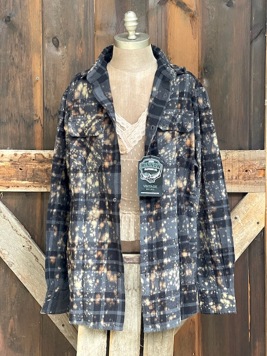She is made of fireflies and fairy Lights flannel- distressed black