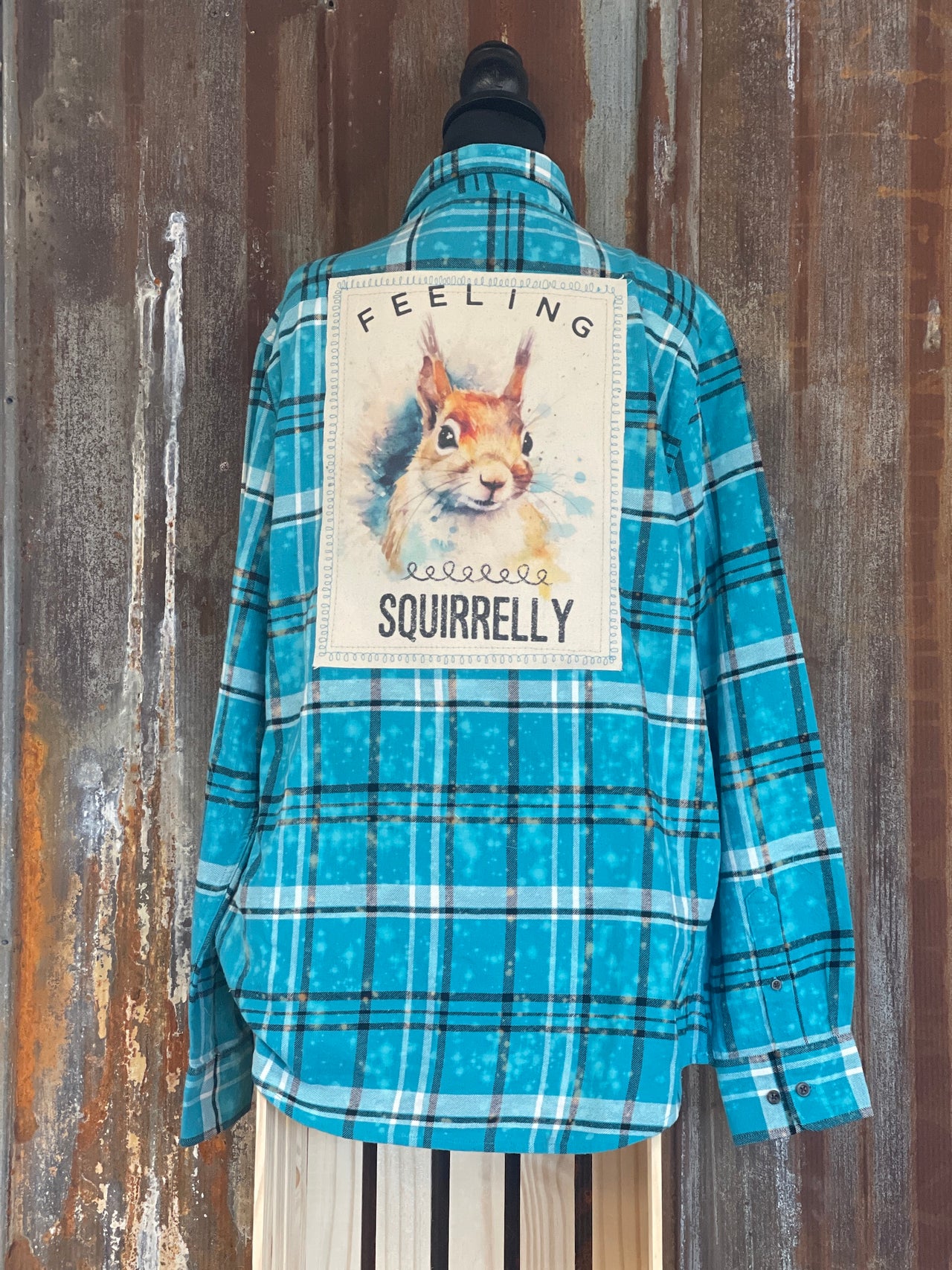 Squirrel Art Flannel- Angry Minnow Vintage