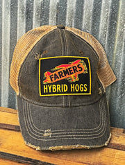 Farmer Hybrid Hogs STRETCHFIT HAT M/L- Distressed Black