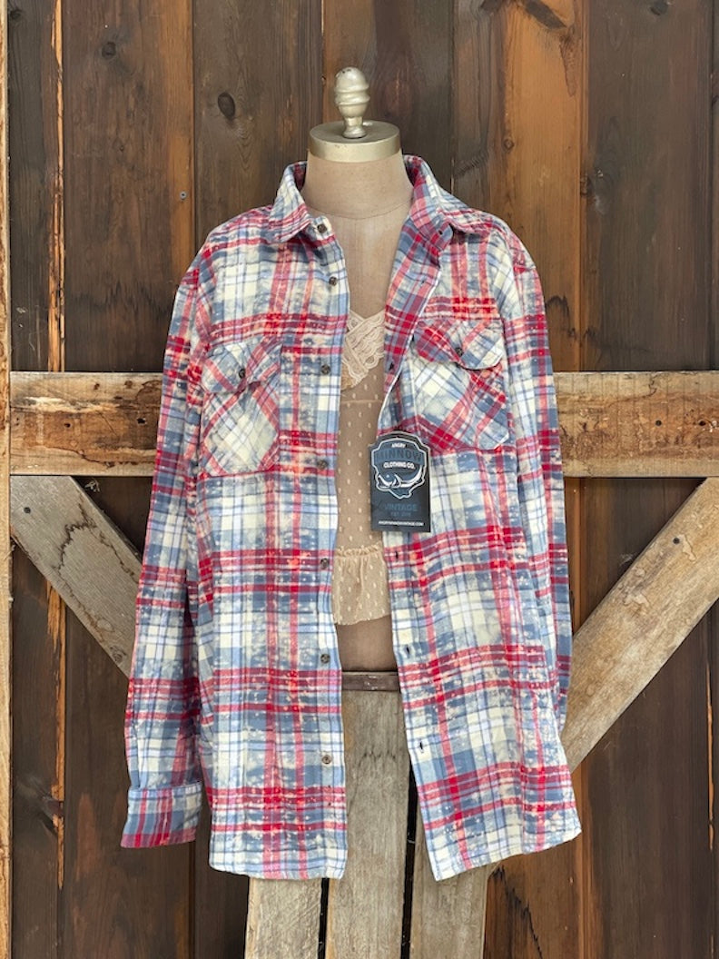 Go Where Love Leads You Art Flannel- Americana Blue