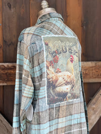 Thumbnail for What the Cluck Art Flannel- Farmhouse Blue