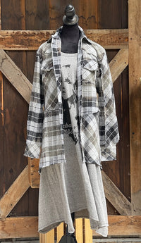Thumbnail for Angry Minnow Signature Flannel- NEUTRAL GREY