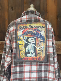Thumbnail for Halloween Series Art Flannel Heavy Weight - SKELETON
