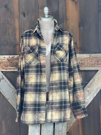 Thumbnail for Halloween Series Art Flannel- HAUNTED MANSION Spooky Gold Plaid