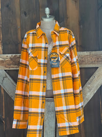 Thumbnail for Haunted House Retro Halloween Flannel-Classic Candy Corn Plaid