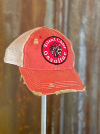 Thumbnail for Silent Chief Gasoline Retro Baseball Cap- Distressed Red