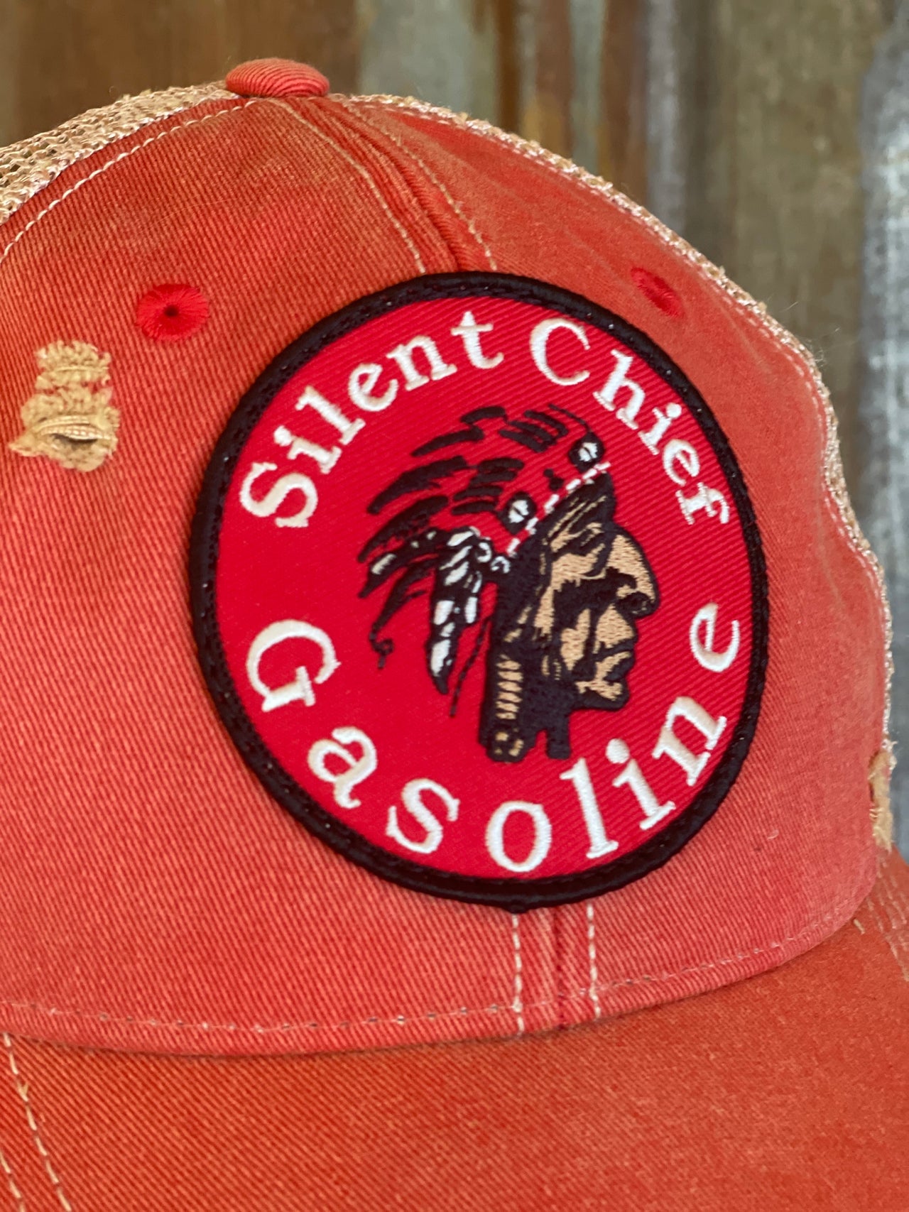 Silent Chief Gasoline Retro Baseball Cap- Distressed Red