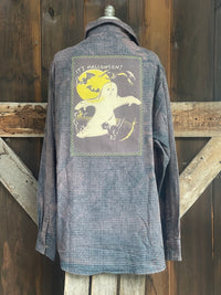 Thumbnail for BOO! Ghost Art Flannel- Distressed Grey Plaid