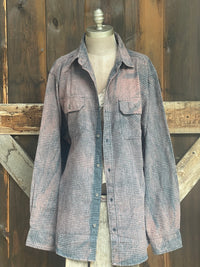 Thumbnail for BOO! Ghost Art Flannel- Distressed Grey Plaid