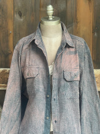 Thumbnail for BOO! Ghost Art Flannel- Distressed Grey Plaid