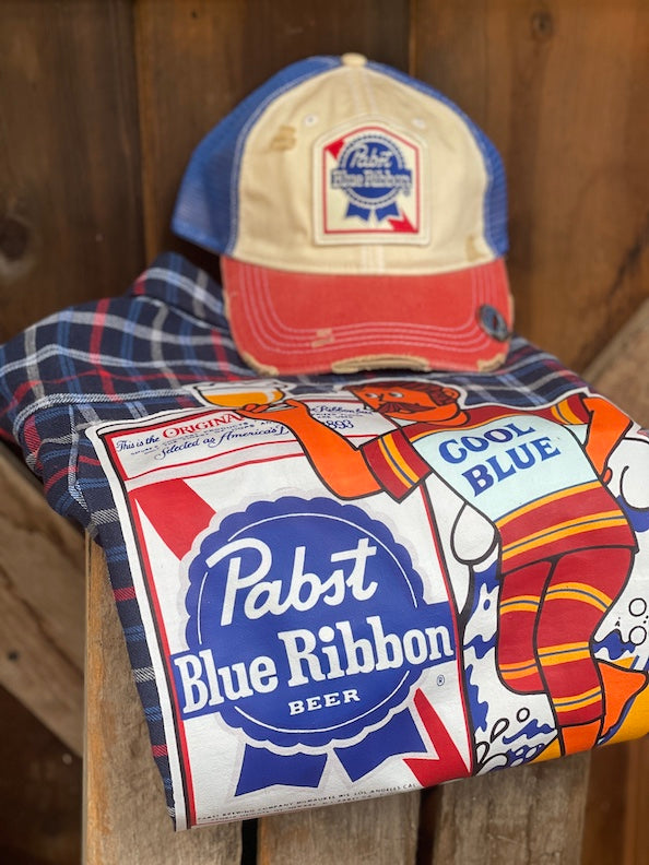 Pabst COOL BLUE Sleeveless Flannel- Navy