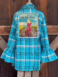 Thumbnail for Flared Sleeve Flannel- WANDERLUST