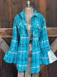 Thumbnail for Flared Sleeve Flannel- WANDERLUST