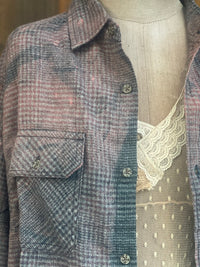 Thumbnail for BOO! Ghost Art Flannel- Distressed Grey Plaid